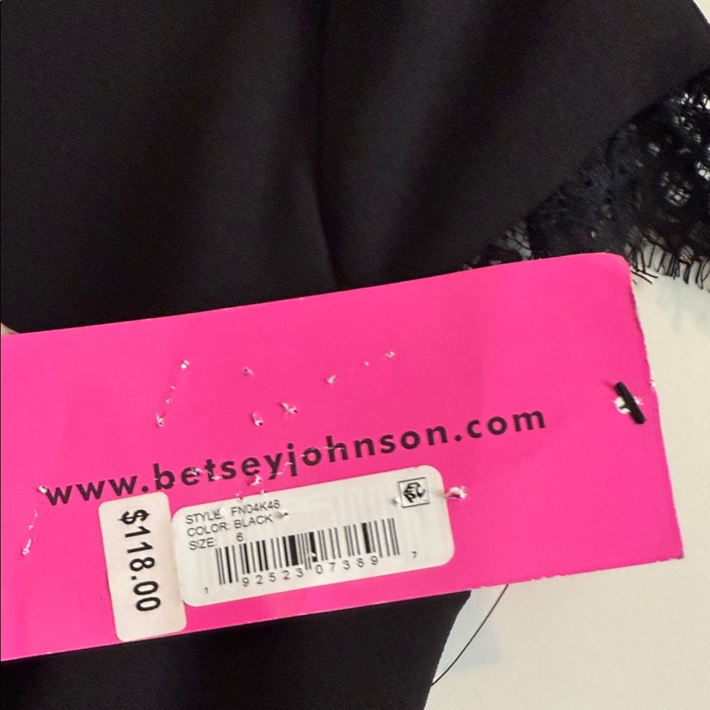 NWT Betsy Johnson Black Lace Trim Dress (size 6) - Picture 4 of 4
